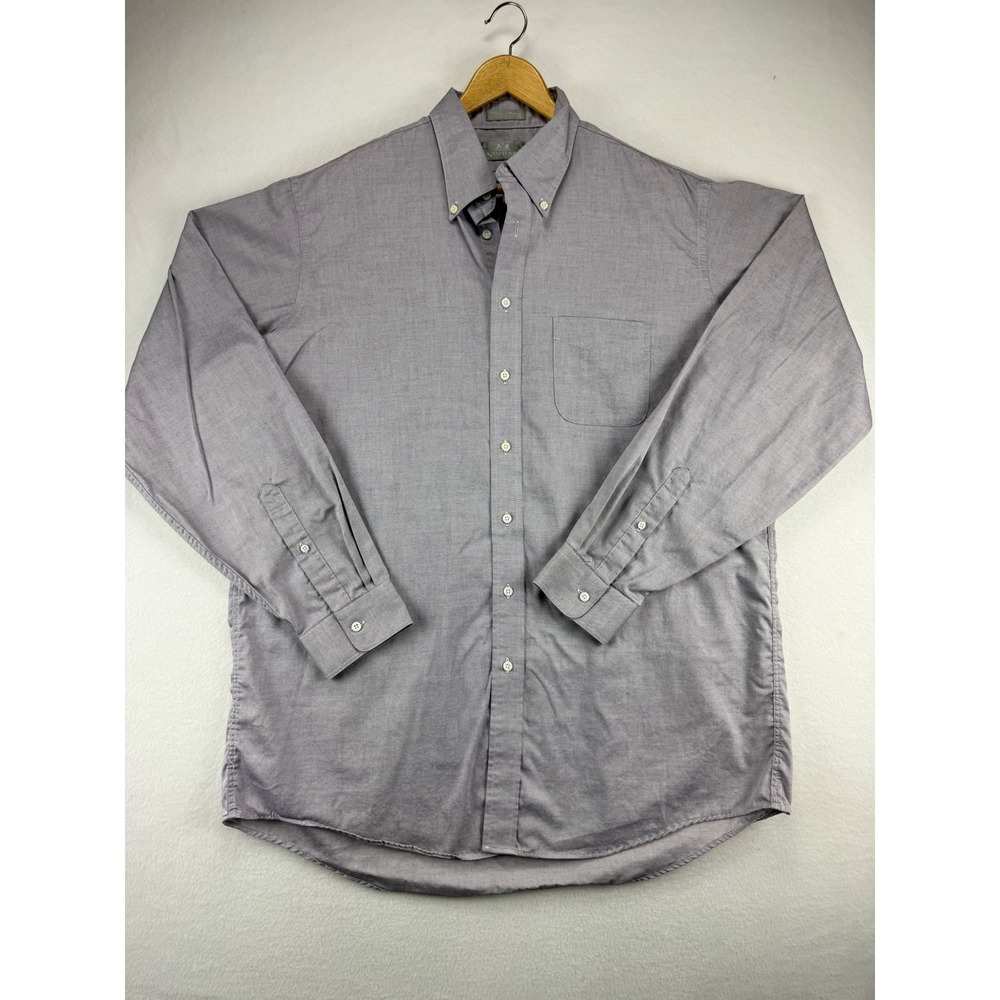 Stafford Executive Dress Shirt Mens 17.5 38 Purple Pinpoint Oxford Long Sleeve